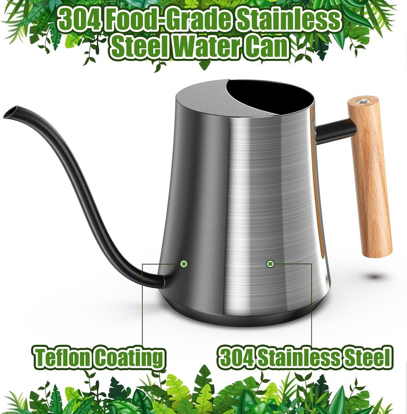 Green Moon Water Can Indoor Plant Black 35oz with Long Spout Mini Water Can Indoor Metal Watering Can Pot for Indoor House Plant Bonsai Outdoor Garden Flowers Modern Decorative - Image 2